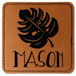 Tropical Leaves #2 Faux Leather Iron On Patch - Square (Personalized)