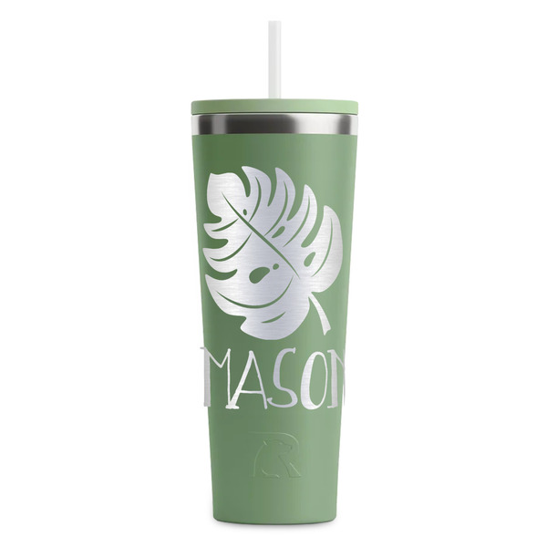 Tropical Leaves #2 Light Green RTIC Everyday Tumbler - 28 oz. - Front
