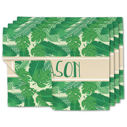 Tropical Leaves #2 Double-Sided Linen Placemat - Set of 4 w/ Name or Text