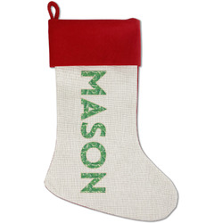 Tropical Leaves #2 Red Linen Stocking (Personalized)