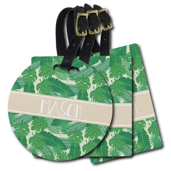 Custom Tropical Leaves #2 Plastic Luggage Tag (Personalized)