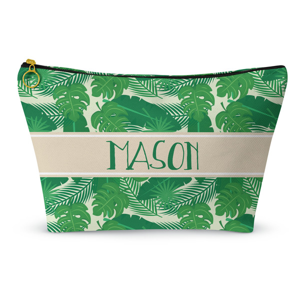 Custom Tropical Leaves #2 Makeup Bag - Large - 12.5"x7" w/ Name or Text