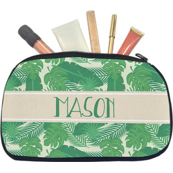 Tropical Leaves #2 Makeup / Cosmetic Bag - Medium w/ Name or Text