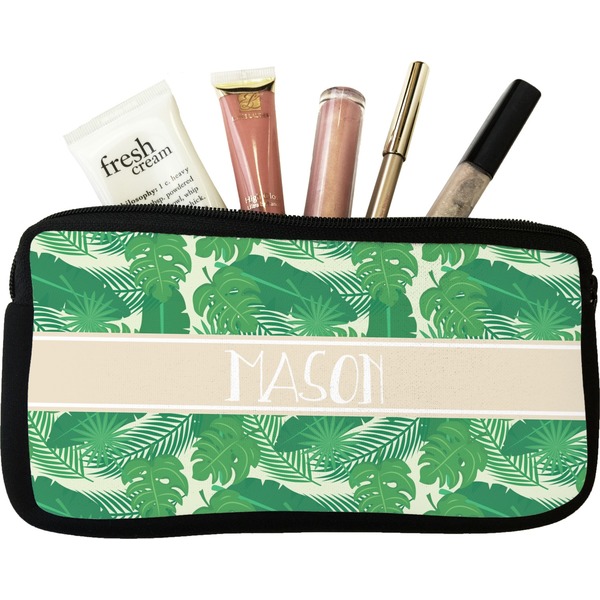 Custom Tropical Leaves #2 Makeup / Cosmetic Bag - Small w/ Name or Text