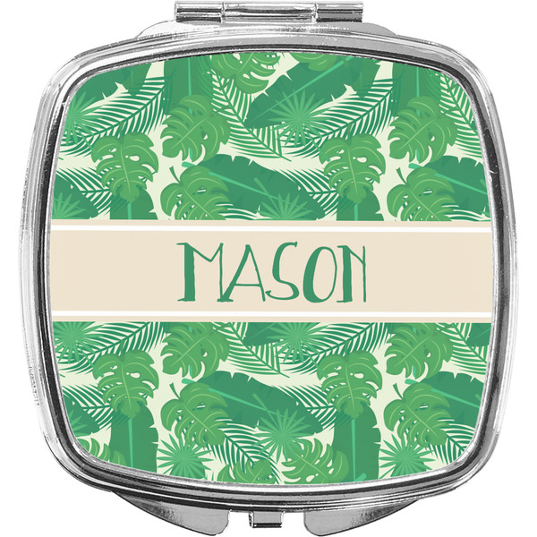 Custom Tropical Leaves #2 Compact Makeup Mirror w/ Name or Text