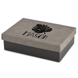 Tropical Leaves #2 Gift Boxes w/ Engraved Leather Lid (Personalized)