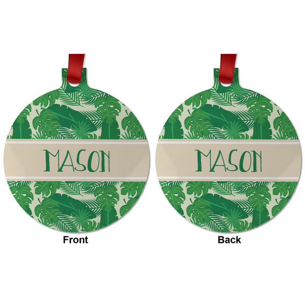 Tropical Leaves 2 Metal Ball Ornament - Front and Back