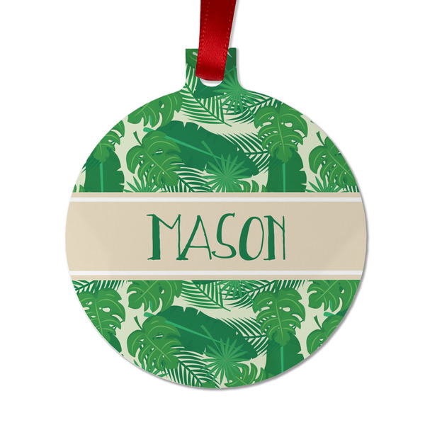 Tropical Leaves 2 Metal Ball Ornament - Front