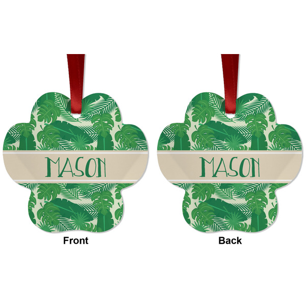 Tropical Leaves 2 Metal Paw Ornament - Front and Back