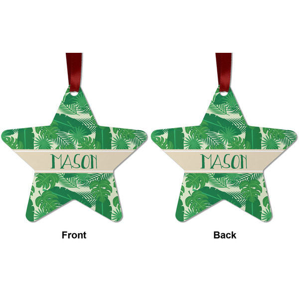 Tropical Leaves 2 Metal Star Ornament - Front and Back