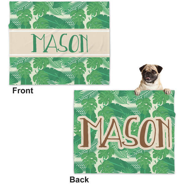 Tropical Leaves 2 Microfleece Dog Blanket - Large- Front & Back