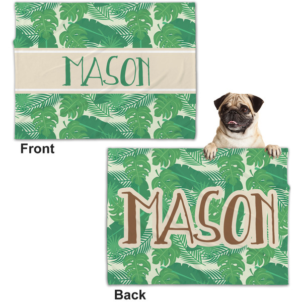 Tropical Leaves 2 Microfleece Dog Blanket - Regular - Front & Back
