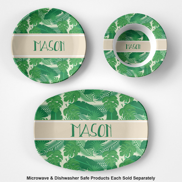 Tropical Leaves 2 Microwave & Dishwasher Safe CP Plastic Dishware - Group