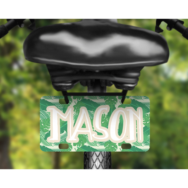 Tropical Leaves 2 Mini License Plate on Bicycle