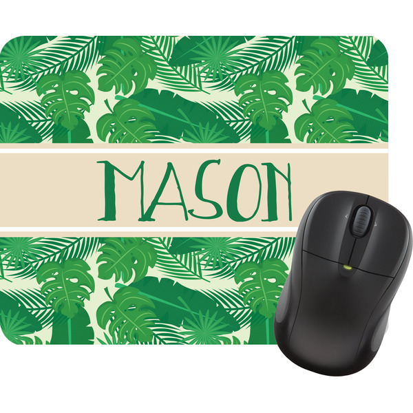 Custom Tropical Leaves #2 Rectangular Mouse Pad w/ Name or Text