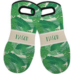 Tropical Leaves #2 Neoprene Oven Mitts - Set of 2 w/ Name or Text