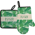 Tropical Leaves #2 Oven Mitt & Pot Holder Set w/ Name or Text