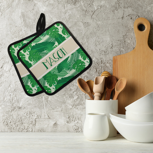 Tropical Leaves #2 Neoprene Pot Holder - Set of 2  LIFESTYLE
