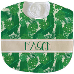 Tropical Leaves #2 Velour Baby Bib w/ Name or Text