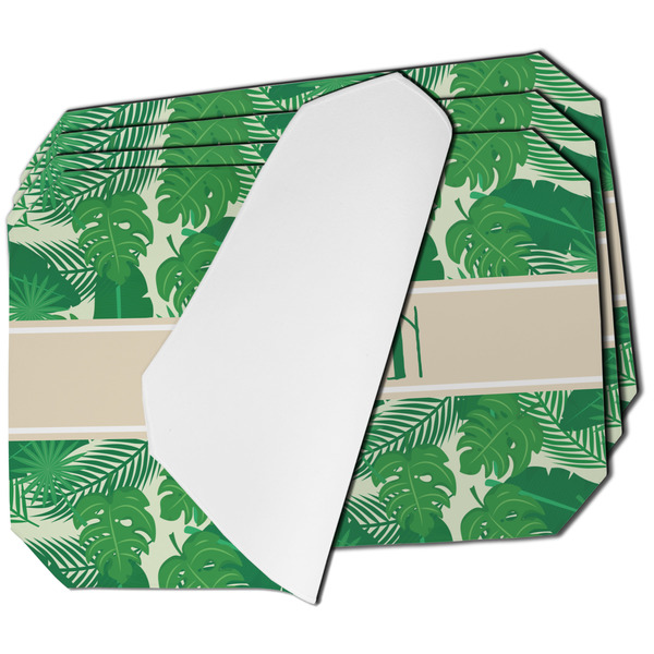 Custom Tropical Leaves #2 Dining Table Mat - Octagon - Set of 4 (Single-Sided) w/ Name or Text