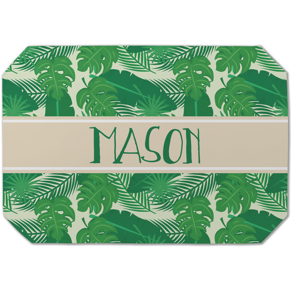Custom Tropical Leaves #2 Dining Table Mat - Octagon (Single-Sided) w/ Name or Text