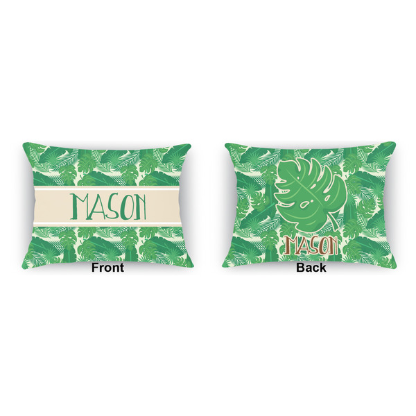 Tropical Leaves 2 Outdoor Rectangular Throw Pillow (Front and Back)