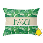 Tropical Leaves #2 Outdoor Throw Pillow (Rectangular) w/ Name or Text