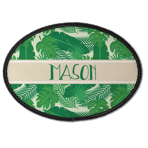 Custom Tropical Leaves #2 Iron On Oval Patch w/ Name or Text