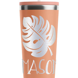 Tropical Leaves #2 RTIC Everyday Tumbler with Straw - 28oz - Peach - Single-Sided (Personalized)