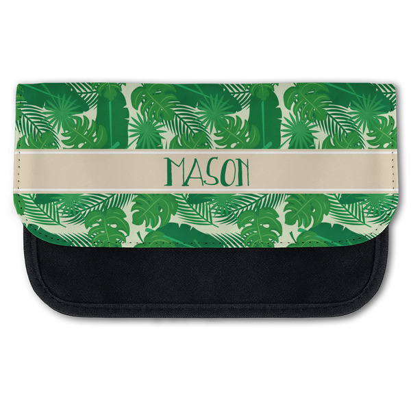 Custom Tropical Leaves #2 Canvas Pencil Case w/ Name or Text
