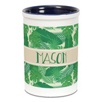 Tropical Leaves #2 Ceramic Pencil Holders - Blue