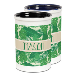 Tropical Leaves #2 Ceramic Pencil Holder - Large