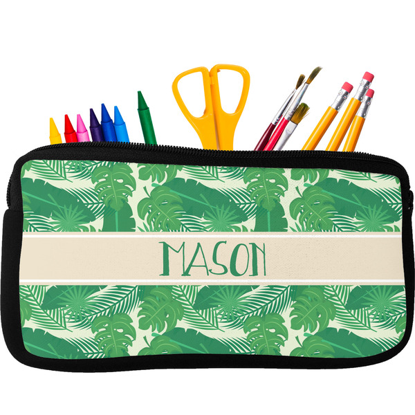 Custom Tropical Leaves #2 Neoprene Pencil Case (Personalized)