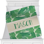 Tropical Leaves #2 Minky Blanket - Twin / Full - 80"x60" - Double Sided w/ Name or Text