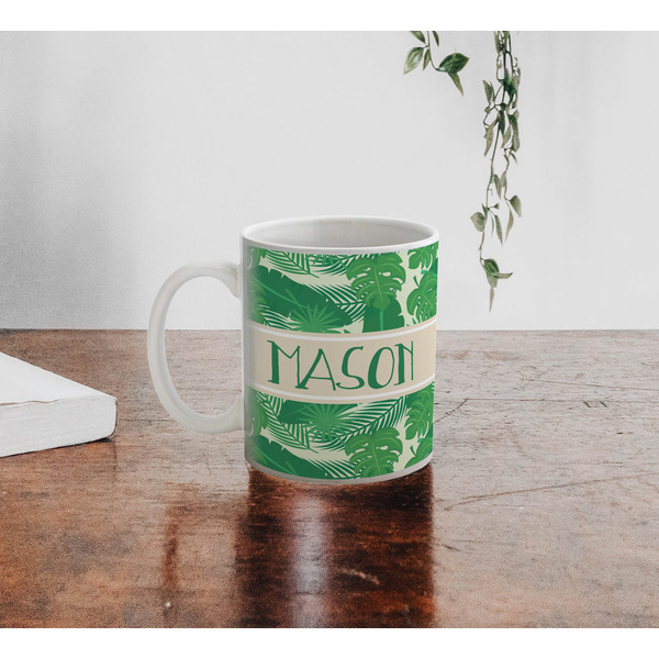 Tropical Leaves 2 Personalized Coffee Mug - Lifestyle