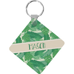 Tropical Leaves #2 Diamond Plastic Keychain w/ Name or Text