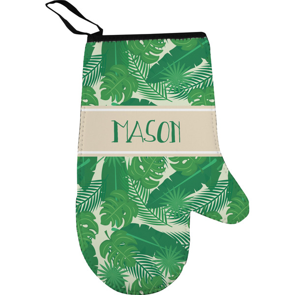 Custom Tropical Leaves #2 Right Oven Mitt w/ Name or Text