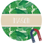 Tropical Leaves #2 Round Fridge Magnet (Personalized)