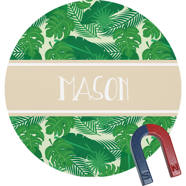 Custom Tropical Leaves #2 Round Fridge Magnet (Personalized)