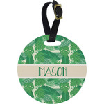 Tropical Leaves #2 Plastic Luggage Tag - Round (Personalized)