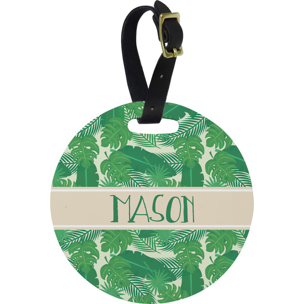 Custom Tropical Leaves #2 Plastic Luggage Tag - Round (Personalized)