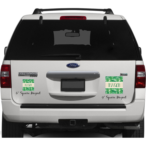 Tropical Leaves 2 Personalized Square Car Magnets on Ford Explorer