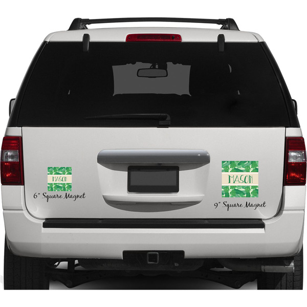 Tropical Leaves 2 Personalized Square Car Magnets on Ford Explorer