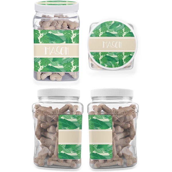 Tropical Leaves 2 Pet Treat Jar - Multiple Angles