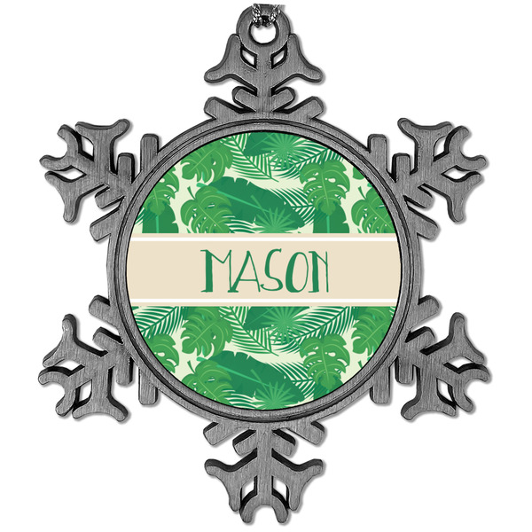 Custom Tropical Leaves #2 Vintage Snowflake Ornament (Personalized)