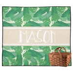Tropical Leaves #2 Outdoor Picnic Blanket w/ Name or Text