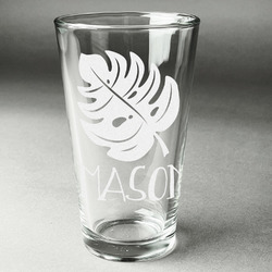 Tropical Leaves #2 Pint Glass - Engraved (Single) (Personalized)