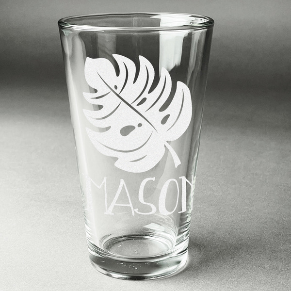 Custom Tropical Leaves #2 Pint Glass - Engraved (Personalized)