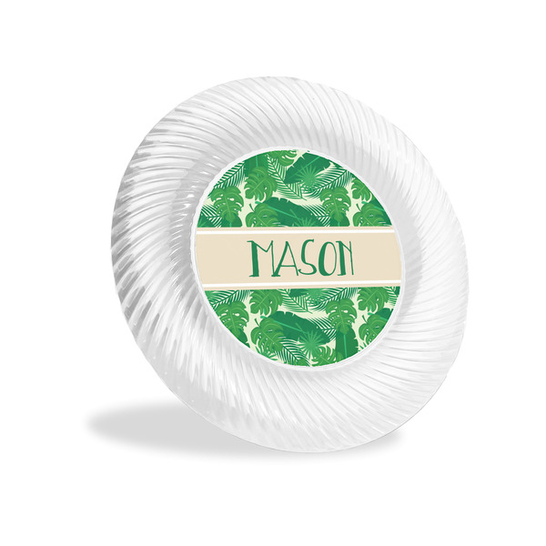 Custom Tropical Leaves #2 Plastic Party Appetizer & Dessert Plates - 6" (Personalized)