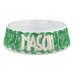 Tropical Leaves #2 Plastic Dog Bowl - Large (Personalized)